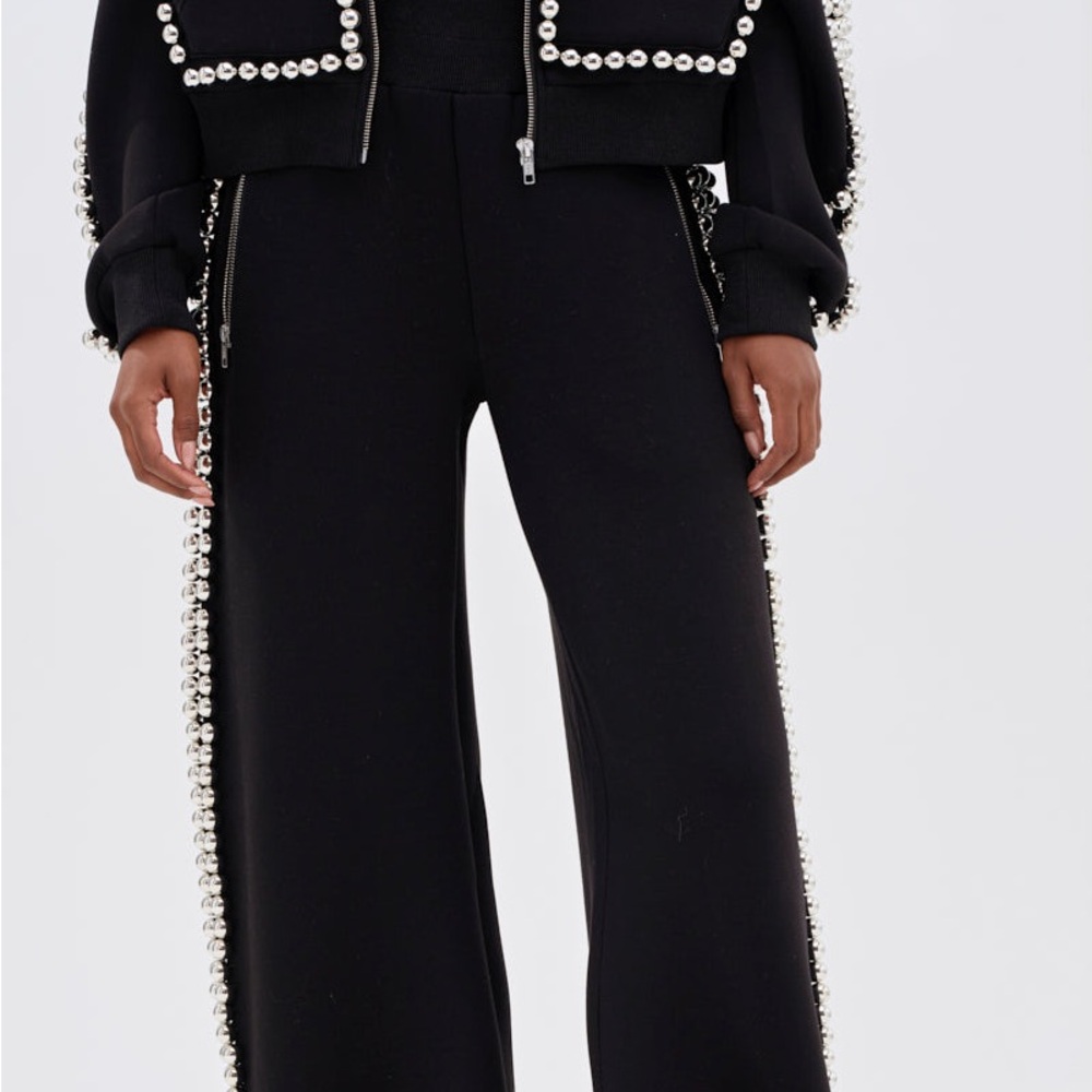 AREA Crystal Embellished Wide Legs Track Pants Sz XS